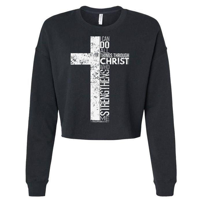 Cross With Philippians 413 Christian Cropped Pullover Crew