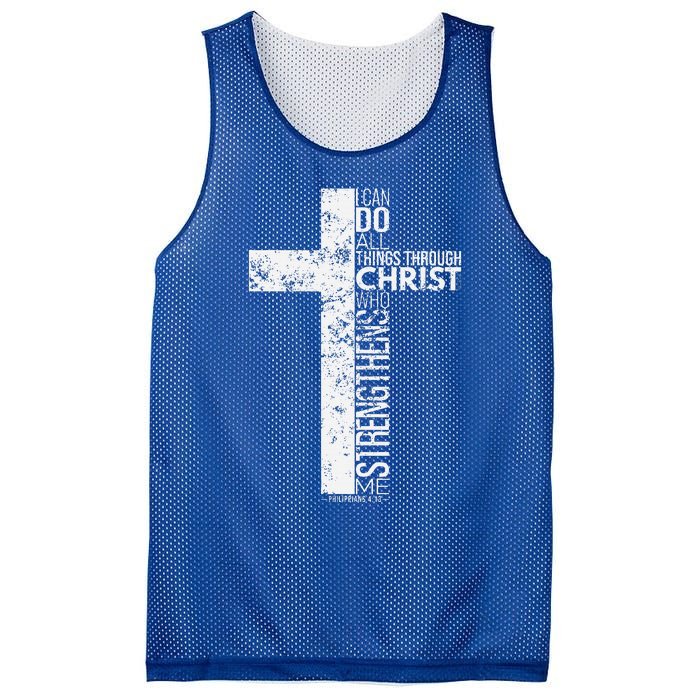 Cross With Philippians 413 Christian Mesh Reversible Basketball Jersey Tank