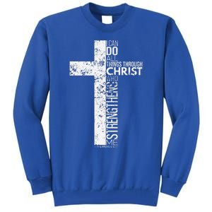 Cross With Philippians 413 Christian Tall Sweatshirt