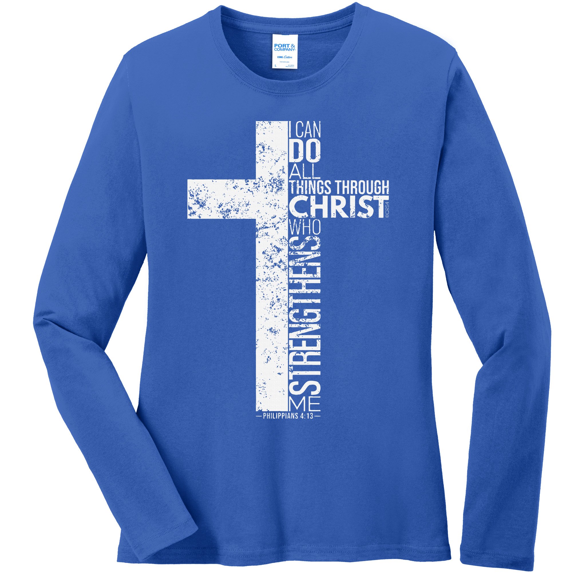 Cross With Philippians 413 Christian Ladies Long Sleeve Shirt