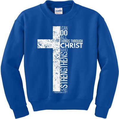 Cross With Philippians 413 Christian Kids Sweatshirt