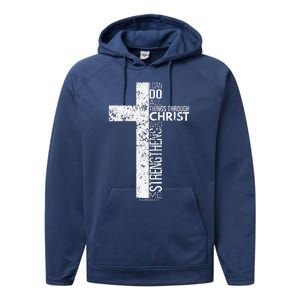 Cross With Philippians 413 Christian Performance Fleece Hoodie