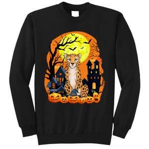 Cheetah With Pumpkins Funny Scary Halloween Party Sweatshirt