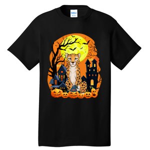 Cheetah With Pumpkins Funny Scary Halloween Party Tall T-Shirt