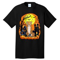 Cheetah With Pumpkins Funny Scary Halloween Party Tall T-Shirt