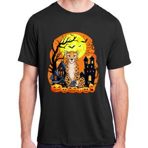 Cheetah With Pumpkins Funny Scary Halloween Party Adult ChromaSoft Performance T-Shirt