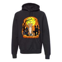 Cheetah With Pumpkins Funny Scary Halloween Party Premium Hoodie