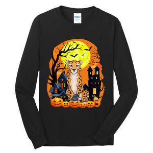 Cheetah With Pumpkins Funny Scary Halloween Party Tall Long Sleeve T-Shirt