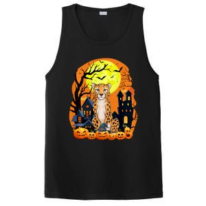 Cheetah With Pumpkins Funny Scary Halloween Party PosiCharge Competitor Tank