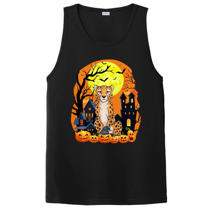 Cheetah With Pumpkins Funny Scary Halloween Party PosiCharge Competitor Tank