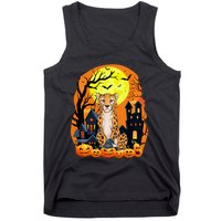 Cheetah With Pumpkins Funny Scary Halloween Party Tank Top