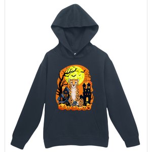 Cheetah With Pumpkins Funny Scary Halloween Party Urban Pullover Hoodie