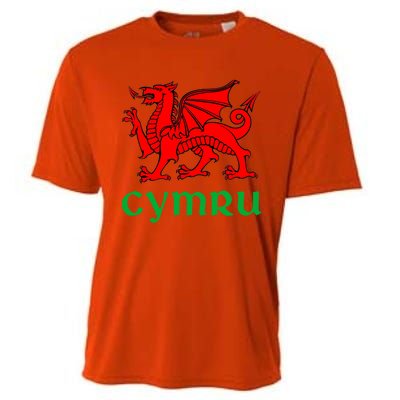 Cymru Welsh Pride Gift Red Dragon Of Wales Flag Funny Gift Cooling Performance Crew T-Shirt