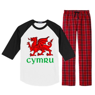 Cymru Welsh Pride Gift Red Dragon Of Wales Flag Funny Gift Raglan Sleeve Pajama Set