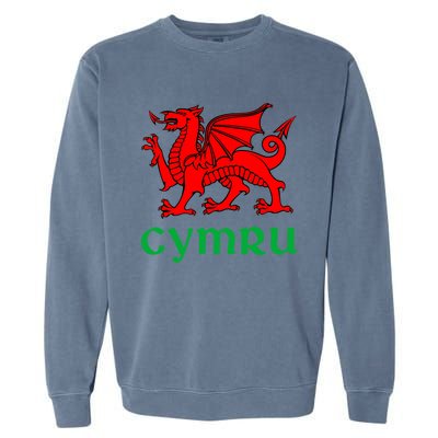 Cymru Welsh Pride Gift Red Dragon Of Wales Flag Funny Gift Garment-Dyed Sweatshirt