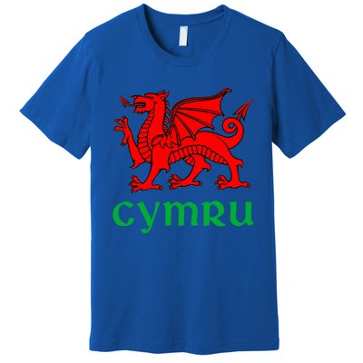 Cymru Welsh Pride Gift Red Dragon Of Wales Flag Funny Gift Premium T-Shirt