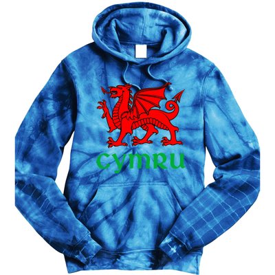 Cymru Welsh Pride Gift Red Dragon Of Wales Flag Funny Gift Tie Dye Hoodie