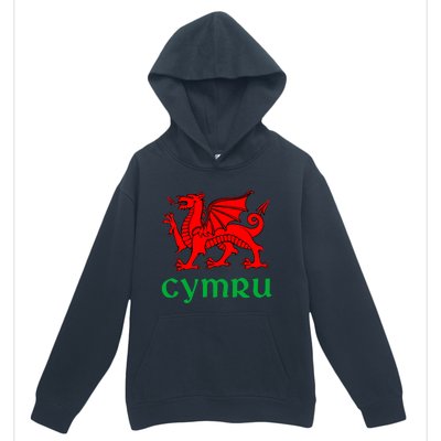 Cymru Welsh Pride Gift Red Dragon Of Wales Flag Funny Gift Urban Pullover Hoodie