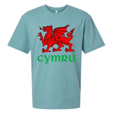 Cymru Welsh Pride Gift Red Dragon Of Wales Flag Funny Gift Sueded Cloud Jersey T-Shirt