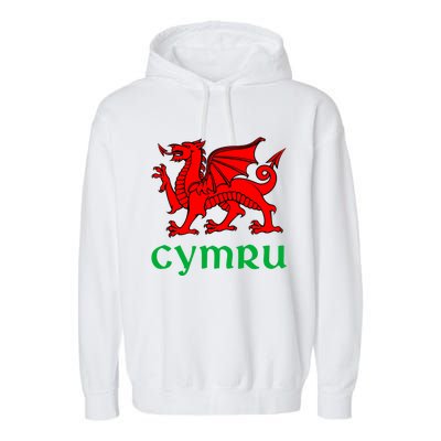 Cymru Welsh Pride Gift Red Dragon Of Wales Flag Funny Gift Garment-Dyed Fleece Hoodie