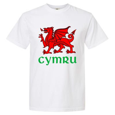 Cymru Welsh Pride Gift Red Dragon Of Wales Flag Funny Gift Garment-Dyed Heavyweight T-Shirt