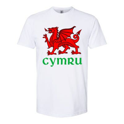 Cymru Welsh Pride Gift Red Dragon Of Wales Flag Funny Gift Softstyle CVC T-Shirt