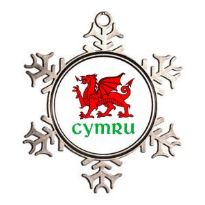 Cymru Welsh Pride Gift Red Dragon Of Wales Flag Funny Gift Metallic Star Ornament