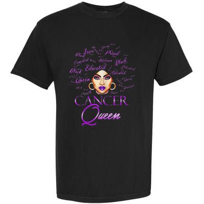 Cancer Wo Purple Afro Queen Black Zodiac Birthday Garment-Dyed Heavyweight T-Shirt