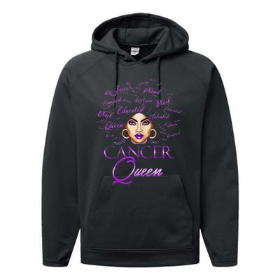 Cancer Wo Purple Afro Queen Black Zodiac Birthday Performance Fleece Hoodie