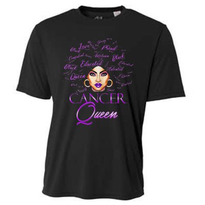 Cancer Wo Purple Afro Queen Black Zodiac Birthday Cooling Performance Crew T-Shirt