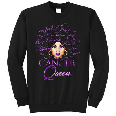 Cancer Wo Purple Afro Queen Black Zodiac Birthday Sweatshirt