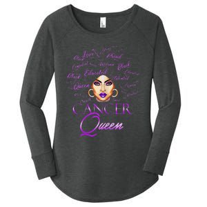 Cancer Wo Purple Afro Queen Black Zodiac Birthday Women's Perfect Tri Tunic Long Sleeve Shirt