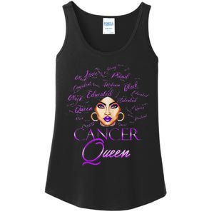 Cancer Wo Purple Afro Queen Black Zodiac Birthday Ladies Essential Tank