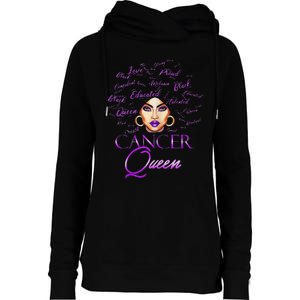 Cancer Wo Purple Afro Queen Black Zodiac Birthday Womens Funnel Neck Pullover Hood