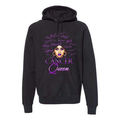 Cancer Wo Purple Afro Queen Black Zodiac Birthday Premium Hoodie