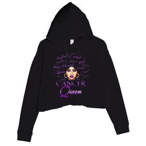 Cancer Wo Purple Afro Queen Black Zodiac Birthday Crop Fleece Hoodie