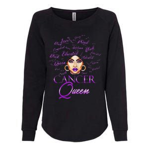 Cancer Wo Purple Afro Queen Black Zodiac Birthday Womens California Wash Sweatshirt