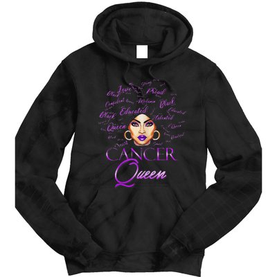 Cancer Wo Purple Afro Queen Black Zodiac Birthday Tie Dye Hoodie