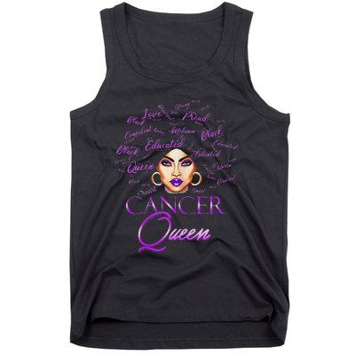 Cancer Wo Purple Afro Queen Black Zodiac Birthday Tank Top