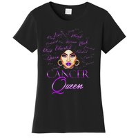 Cancer Wo Purple Afro Queen Black Zodiac Birthday Women's T-Shirt