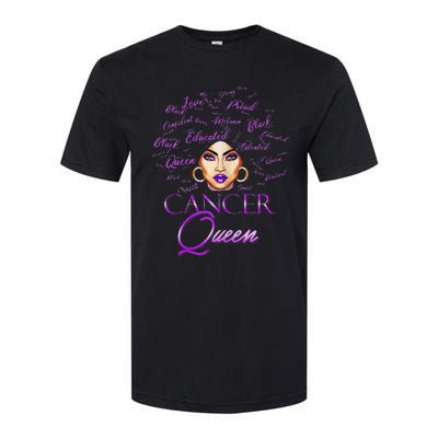 Cancer Wo Purple Afro Queen Black Zodiac Birthday Softstyle CVC T-Shirt