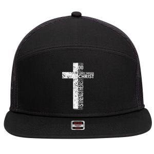 Cross With Philippians 413 Christian 7 Panel Mesh Trucker Snapback Hat