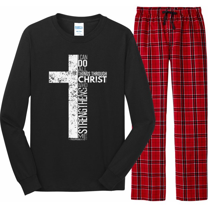 Cross With Philippians 413 Christian Long Sleeve Pajama Set