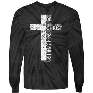 Cross With Philippians 413 Christian Tie-Dye Long Sleeve Shirt