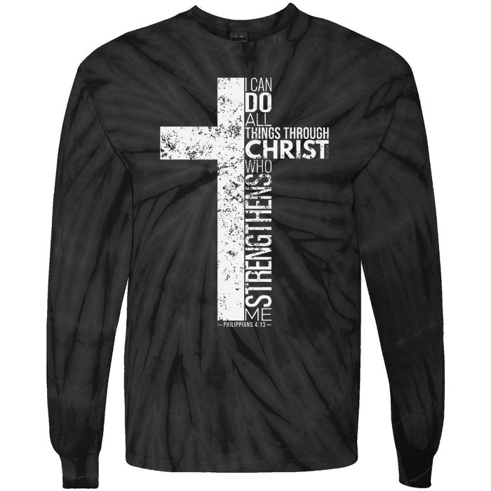 Cross With Philippians 413 Christian Tie-Dye Long Sleeve Shirt