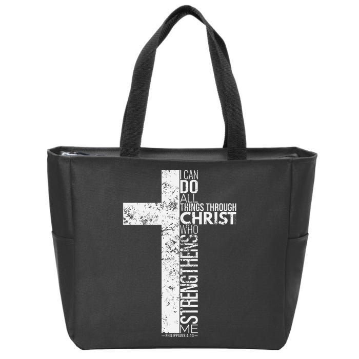 Cross With Philippians 413 Christian Zip Tote Bag