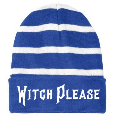 Creepy Witch Please Gift Striped Beanie with Solid Band