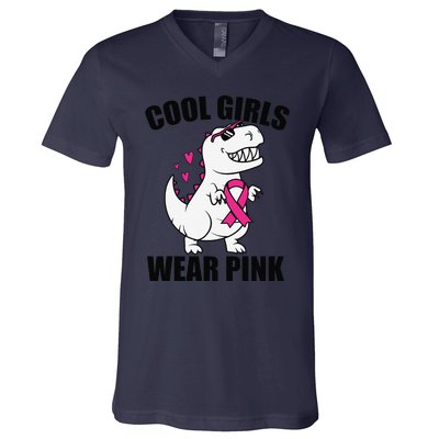 Cool Wear Pin.K Trex Breast Cancer Awareness V-Neck T-Shirt