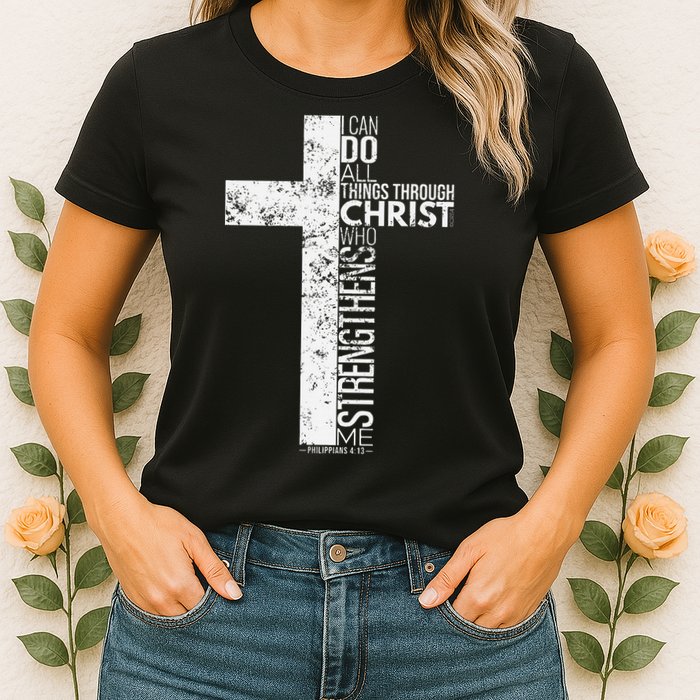 Cross With Philippians 413 Christian Womens T-Shirt