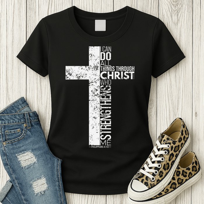 Cross With Philippians 413 Christian Womens T-Shirt